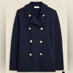 NWT J.Crew Warwick sweater blazer gold buttons navy blue XXS